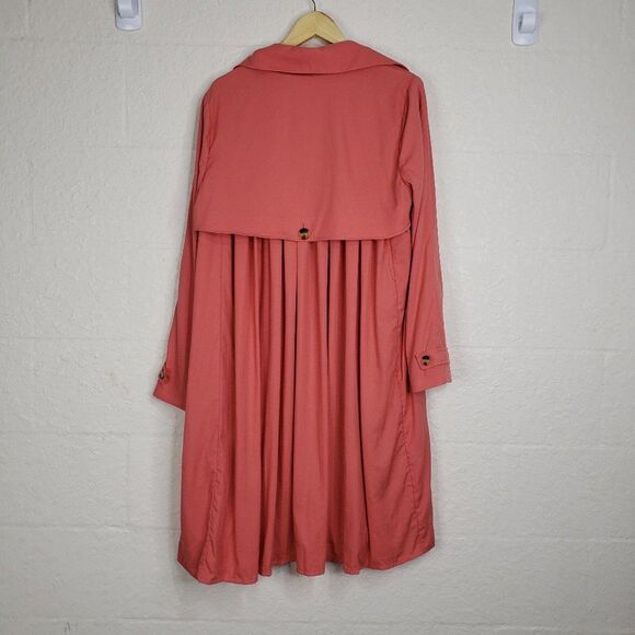 Soft Surroundings Coral Trench Coat Size Large - Picture 10 of 16